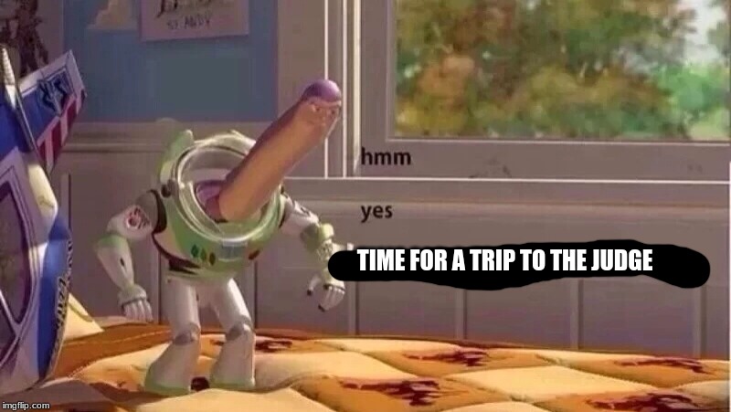 hmmm yes | TIME FOR A TRIP TO THE JUDGE | image tagged in hmmm yes | made w/ Imgflip meme maker