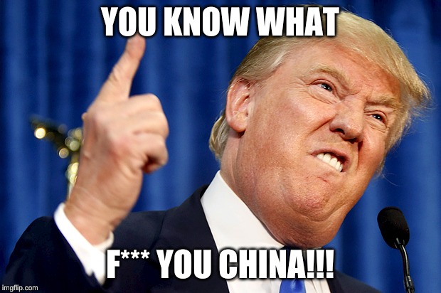 Donald Trump | YOU KNOW WHAT; F*** YOU CHINA!!! | image tagged in donald trump | made w/ Imgflip meme maker