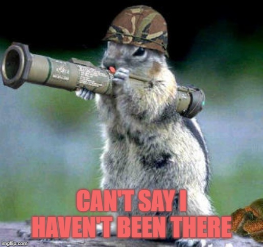 Bazooka Squirrel Meme | CAN'T SAY I HAVEN'T BEEN THERE | image tagged in memes,bazooka squirrel | made w/ Imgflip meme maker