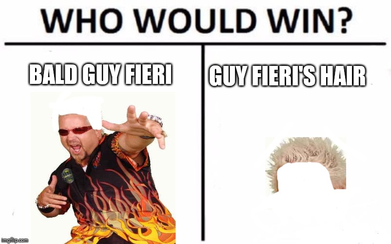 Who Would Win? Meme | BALD GUY FIERI; GUY FIERI'S HAIR | image tagged in memes,who would win | made w/ Imgflip meme maker