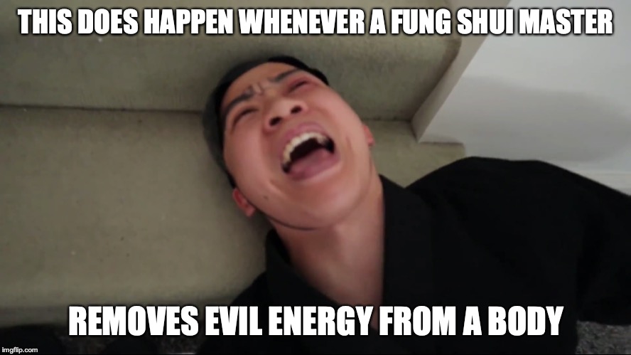 In Pain | THIS DOES HAPPEN WHENEVER A FUNG SHUI MASTER; REMOVES EVIL ENERGY FROM A BODY | image tagged in memes,youtube,mychonny,fung shui | made w/ Imgflip meme maker