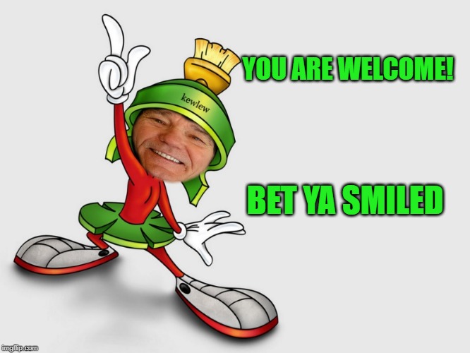 kewlew as marvin the martian | YOU ARE WELCOME! BET YA SMILED | image tagged in kewlew as marvin the martian | made w/ Imgflip meme maker