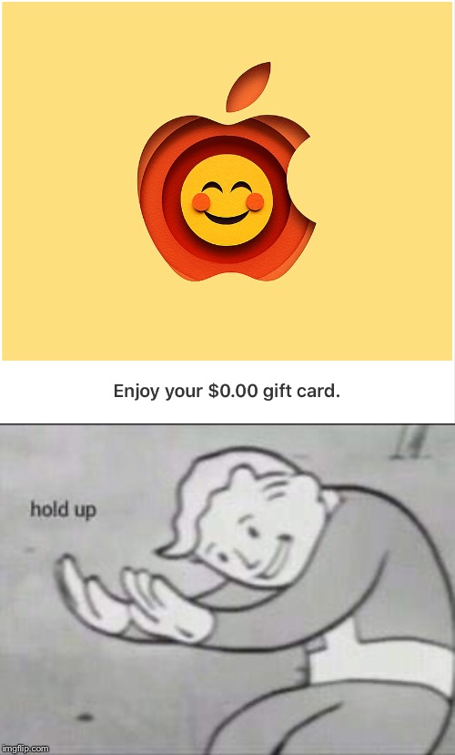 Enjoy your $0.00 gift card. | image tagged in fallout hold up,09pandaboy,memes,funny | made w/ Imgflip meme maker