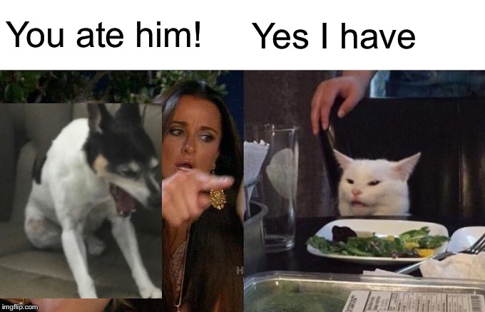 Woman Yelling At Cat Meme | You ate him! Yes I have | image tagged in memes,woman yelling at cat | made w/ Imgflip meme maker