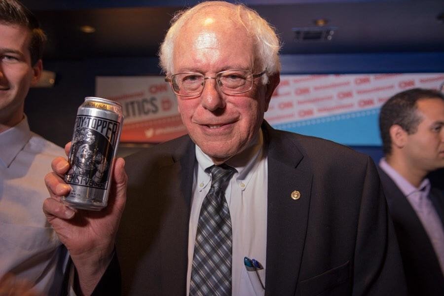 Bernie Sanders with a can of craft beer Blank Meme Template