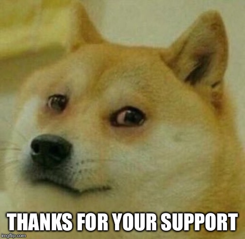 high doge | THANKS FOR YOUR SUPPORT | image tagged in high doge | made w/ Imgflip meme maker