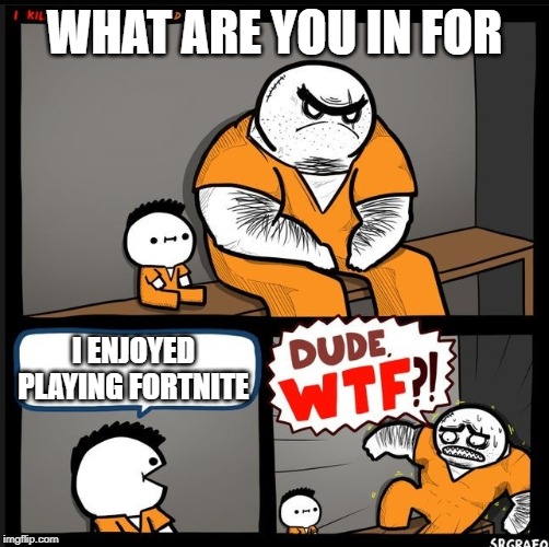 Srgrafo dude wtf | WHAT ARE YOU IN FOR; I ENJOYED PLAYING FORTNITE | image tagged in srgrafo dude wtf | made w/ Imgflip meme maker