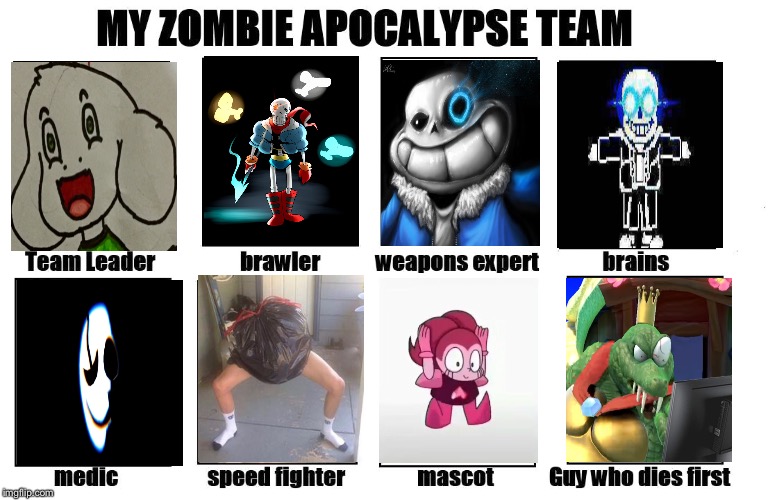 OwO | image tagged in my zombie apocalypse team,memes,funny,wow,references,army | made w/ Imgflip meme maker