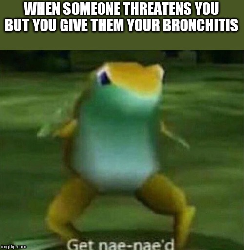 Get nae-nae'd | WHEN SOMEONE THREATENS YOU BUT YOU GIVE THEM YOUR BRONCHITIS | image tagged in get nae-nae'd | made w/ Imgflip meme maker