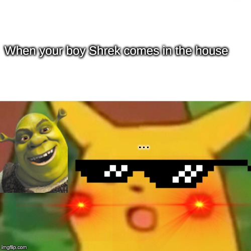 Surprised Pikachu Meme | When your boy Shrek comes in the house; ... | image tagged in memes,surprised pikachu | made w/ Imgflip meme maker