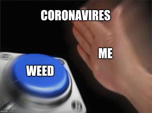 Blank Nut Button | CORONAVIRES; ME; WEED | image tagged in memes,blank nut button | made w/ Imgflip meme maker