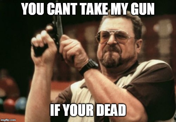 Am I The Only One Around Here |  YOU CANT TAKE MY GUN; IF YOUR DEAD | image tagged in memes,am i the only one around here | made w/ Imgflip meme maker