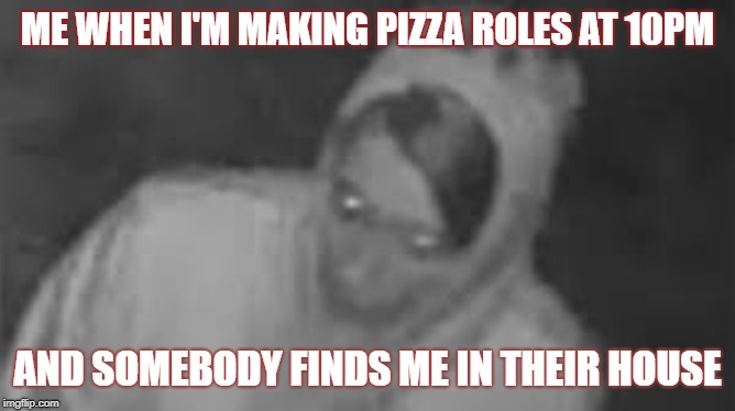 ME WHEN I'M MAKING PIZZA ROLES AT 10PM; AND SOMEBODY FINDS ME IN THEIR HOUSE | made w/ Imgflip meme maker