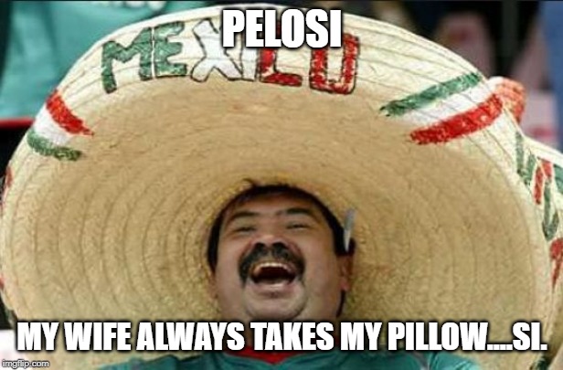 mexican word of the day | PELOSI MY WIFE ALWAYS TAKES MY PILLOW....SI. | image tagged in mexican word of the day | made w/ Imgflip meme maker