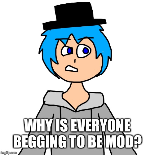 WHY IS EVERYONE BEGGING TO BE MOD? | image tagged in human luno 4 | made w/ Imgflip meme maker
