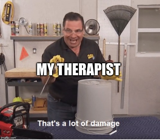 thats a lot of damage | MY THERAPIST | image tagged in thats a lot of damage | made w/ Imgflip meme maker