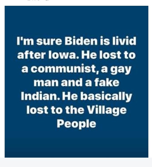 Biden Loses to The Village People in Iowa | image tagged in creepy joe biden | made w/ Imgflip meme maker