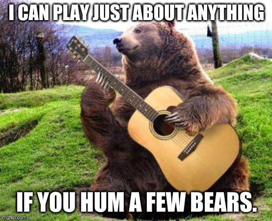 Playing by year..... | I CAN PLAY JUST ABOUT ANYTHING; IF YOU HUM A FEW BEARS. | image tagged in bear with guitar | made w/ Imgflip meme maker