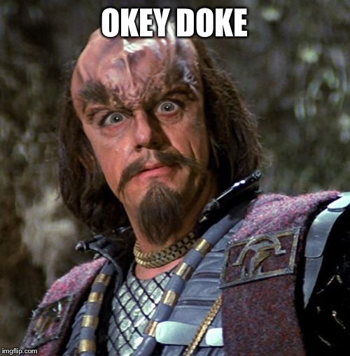 Really, Klingon? | OKEY DOKE | image tagged in really klingon | made w/ Imgflip meme maker