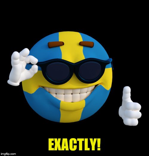 sweden | EXACTLY! | image tagged in sweden | made w/ Imgflip meme maker