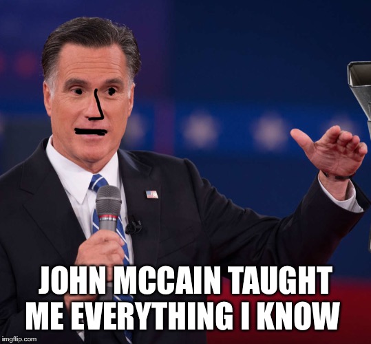 NPC Mitt | JOHN MCCAIN TAUGHT ME EVERYTHING I KNOW | image tagged in npc mitt | made w/ Imgflip meme maker