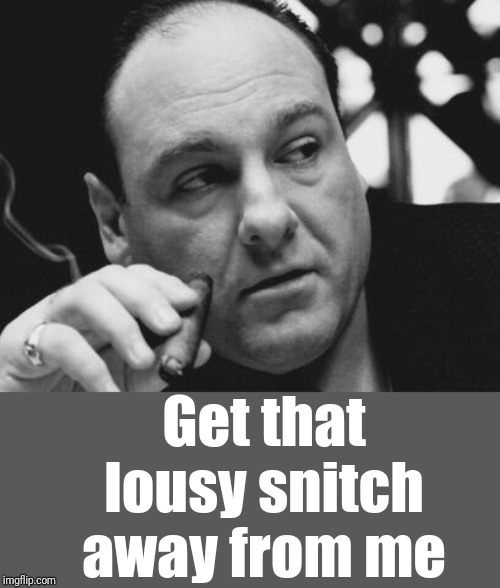 Tony Soprano Admin Gangster | Get that lousy snitch away from me | image tagged in tony soprano admin gangster | made w/ Imgflip meme maker