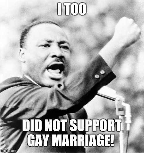 Martin Luther King Jr. | I TOO DID NOT SUPPORT GAY MARRIAGE! | image tagged in martin luther king jr | made w/ Imgflip meme maker