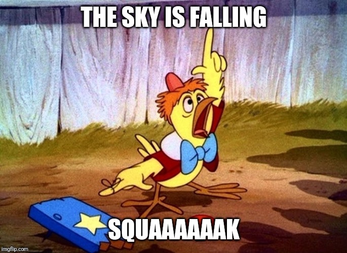 chicken little large | THE SKY IS FALLING SQUAAAAAAK | image tagged in chicken little large | made w/ Imgflip meme maker