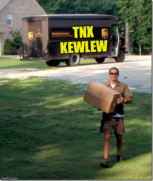 UPS delivery guy | TNX KEWLEW | image tagged in ups delivery guy | made w/ Imgflip meme maker