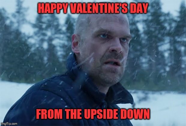 HAPPY VALENTINE'S DAY; FROM THE UPSIDE DOWN | image tagged in stranger things | made w/ Imgflip meme maker