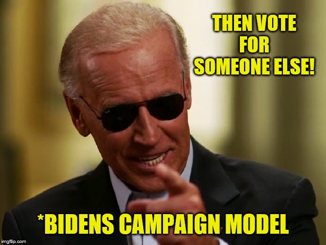 Cool Joe Biden | THEN VOTE FOR SOMEONE ELSE! *BIDENS CAMPAIGN MODEL | image tagged in cool joe biden | made w/ Imgflip meme maker