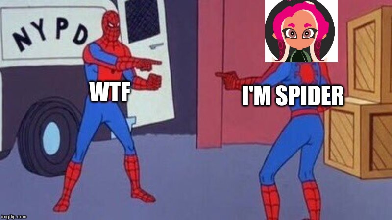 spiderman pointing at spiderman | I'M SPIDER WTF | image tagged in spiderman pointing at spiderman | made w/ Imgflip meme maker