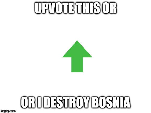 Blank White Template | UPVOTE THIS OR; OR I DESTROY BOSNIA | image tagged in blank white template | made w/ Imgflip meme maker