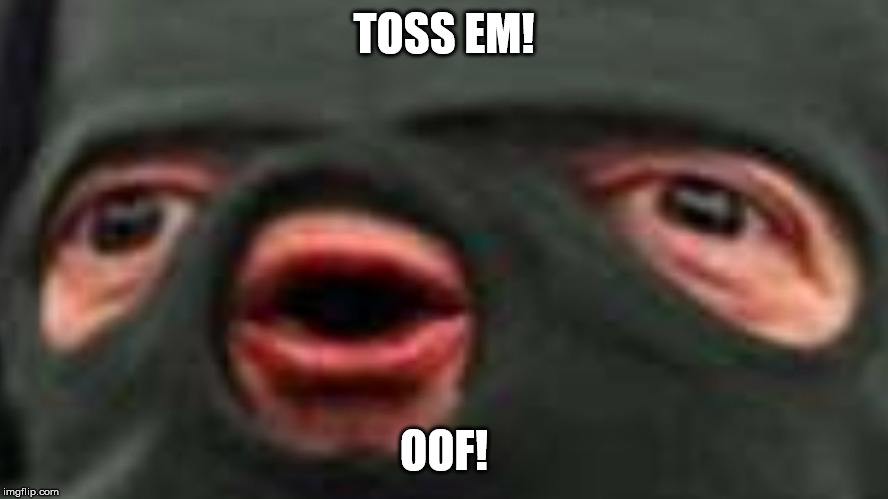 oof | TOSS EM! OOF! | image tagged in oof | made w/ Imgflip meme maker