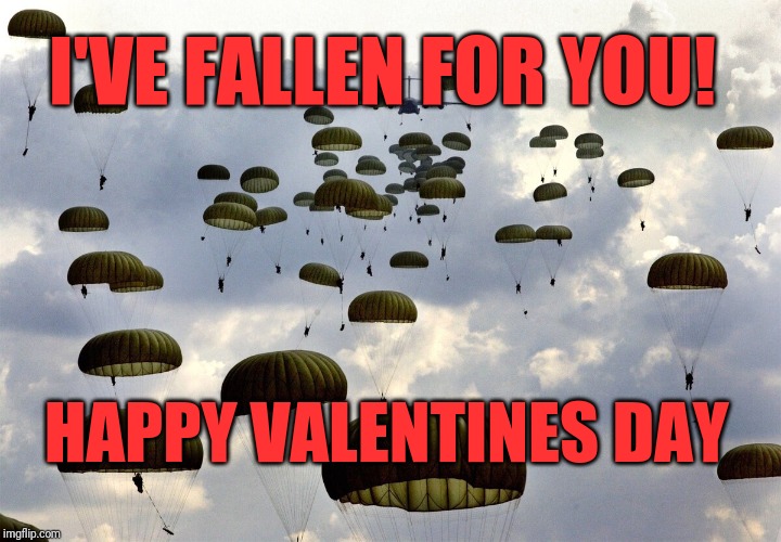 U.S. Army Paratroopers | I'VE FALLEN FOR YOU! HAPPY VALENTINES DAY | image tagged in us army paratroopers | made w/ Imgflip meme maker
