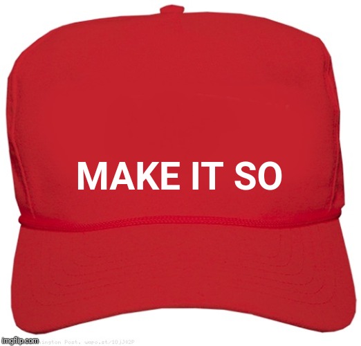 blank red MAGA hat | MAKE IT SO | image tagged in blank red maga hat | made w/ Imgflip meme maker