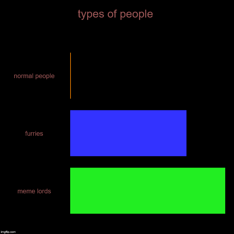 types of people | normal people, furries, meme lords | image tagged in charts,bar charts | made w/ Imgflip chart maker