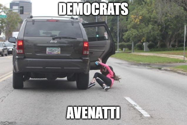 Kicked Out of Car | DEMOCRATS; AVENATTI | image tagged in kicked out of car | made w/ Imgflip meme maker
