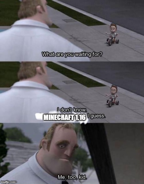 Me too kid  | MINECRAFT 1.16 | image tagged in me too kid | made w/ Imgflip meme maker