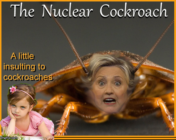 Nuclear Cockroach | image tagged in nuclear cockroach,hillary clinton,lol,political meme,funny memes,insects | made w/ Imgflip meme maker