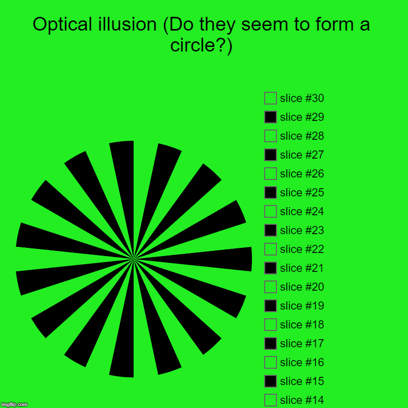 Optical illusion (Do they seem to form a circle?) | | image tagged in charts,pie charts | made w/ Imgflip chart maker