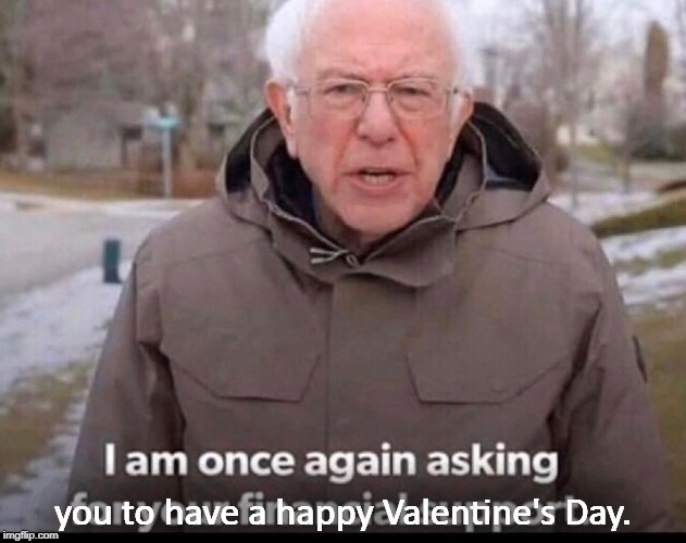 bernie sanders financial support | you to have a happy Valentine's Day. | image tagged in bernie sanders financial support | made w/ Imgflip meme maker