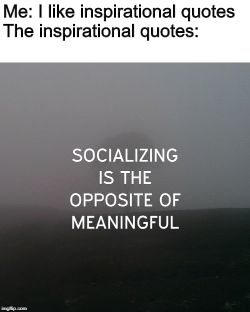 Me: I like inspirational quotes
The inspirational quotes: | image tagged in introvert | made w/ Imgflip meme maker