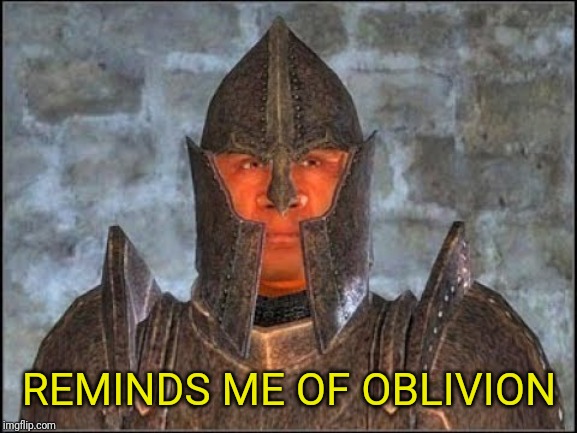 Oblivion Guard | REMINDS ME OF OBLIVION | image tagged in oblivion guard | made w/ Imgflip meme maker