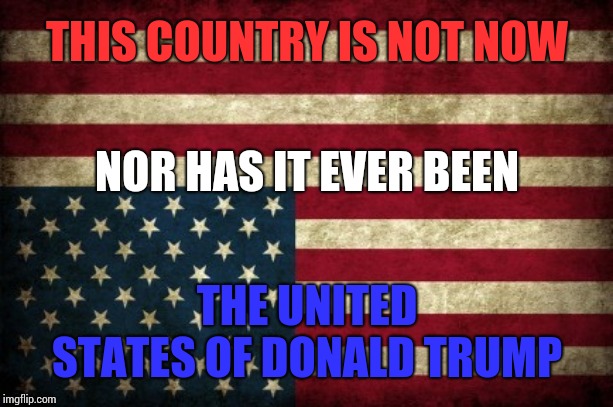 N E V E R | THIS COUNTRY IS NOT NOW; NOR HAS IT EVER BEEN; THE UNITED STATES OF DONALD TRUMP | image tagged in upside down american flag,memes,trump unfit unqualified dangerous,liar in chief,lock him up,trump traitor | made w/ Imgflip meme maker