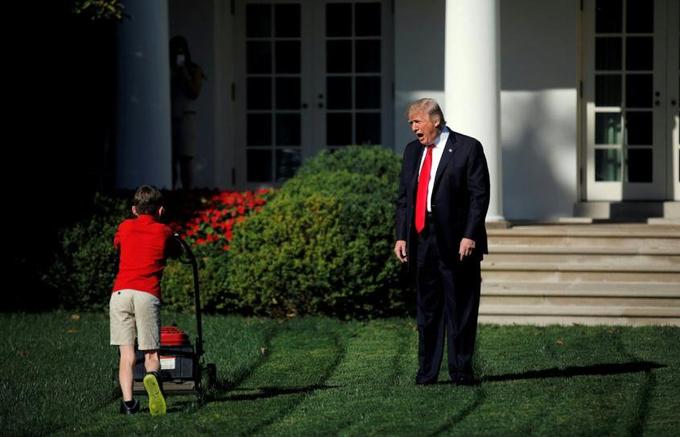 High Quality Trump lawnmower kid Blank Meme Template