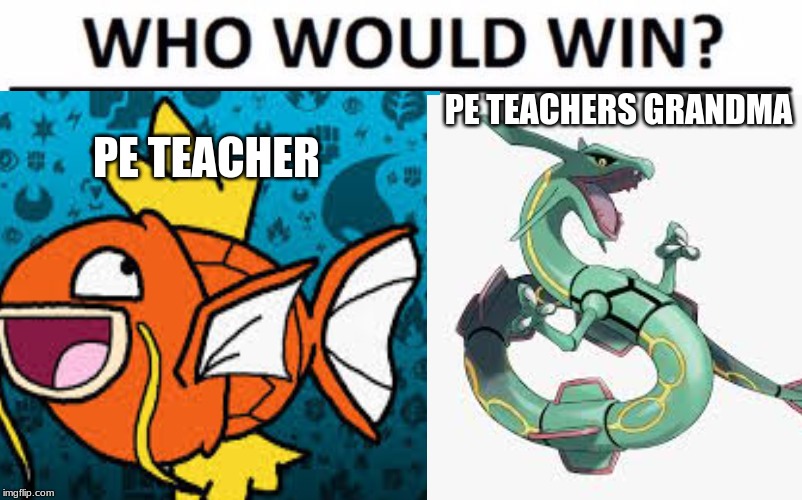 PE TEACHERS GRANDMA; PE TEACHER | image tagged in who would win | made w/ Imgflip meme maker