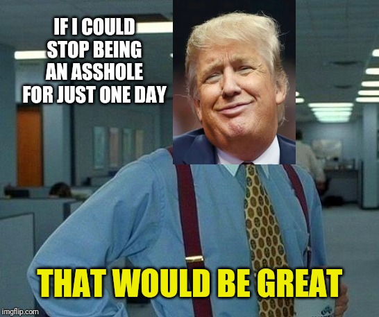 That Would Be Great Meme | IF I COULD STOP BEING AN ASSHOLE FOR JUST ONE DAY; THAT WOULD BE GREAT | image tagged in memes,that would be great | made w/ Imgflip meme maker