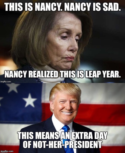 Too Bad, So Sad | image tagged in pelosi,trump,leap year | made w/ Imgflip meme maker