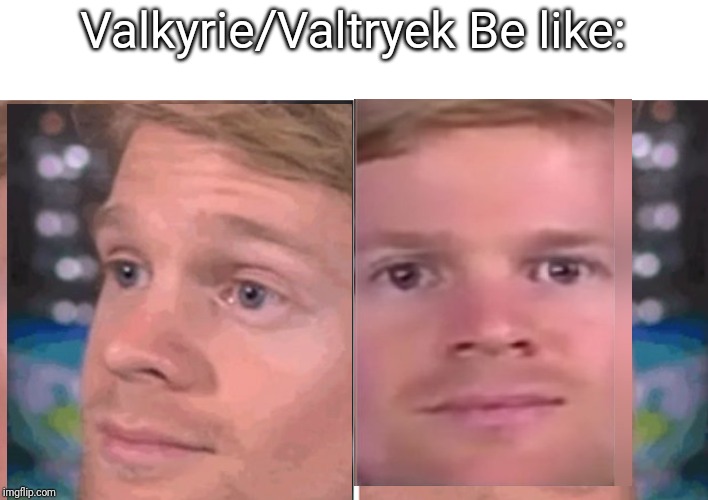 Blinking guy | Valkyrie/Valtryek Be like: | image tagged in blinking guy | made w/ Imgflip meme maker